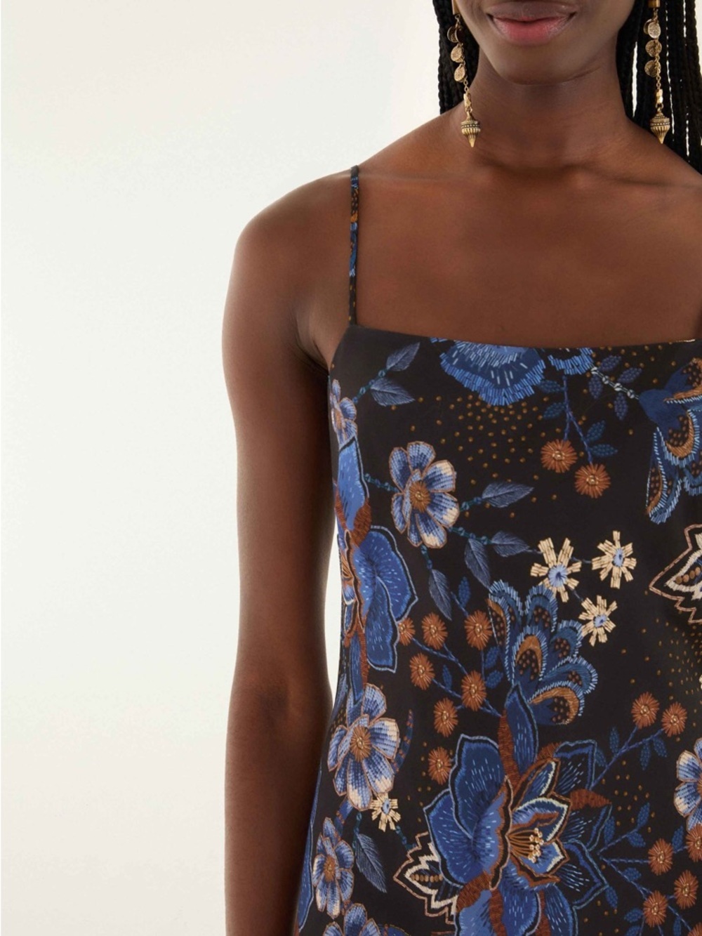 Farm Rio Black Snakes Bouquet Lenzing™ Ecovero™ Slip Maxi Dress B3359 - Picture 3 of 7